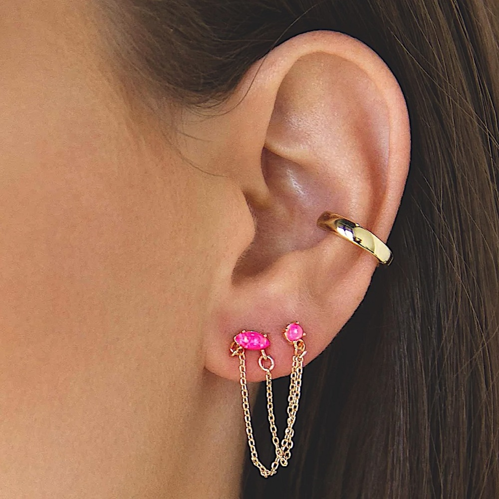 ETTIKA TWO HOLE PIERCING CHAIN DANGLE EARRINGS LILLYSTARRDUST